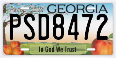 GA license plate PSD8472