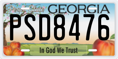 GA license plate PSD8476