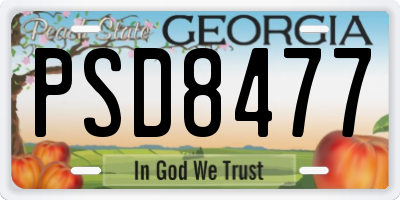 GA license plate PSD8477