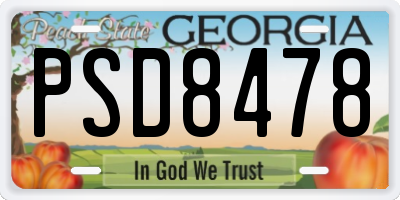 GA license plate PSD8478