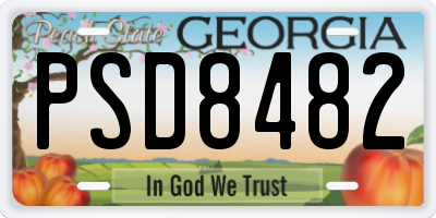 GA license plate PSD8482