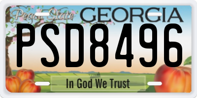 GA license plate PSD8496