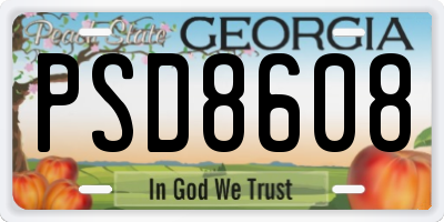 GA license plate PSD8608