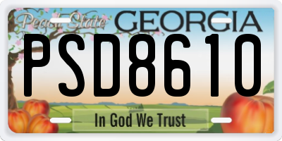 GA license plate PSD8610