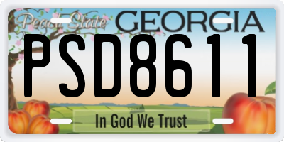GA license plate PSD8611