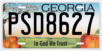 GA license plate PSD8627