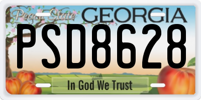 GA license plate PSD8628