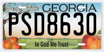 GA license plate PSD8630