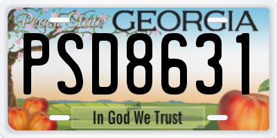 GA license plate PSD8631
