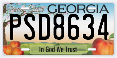 GA license plate PSD8634