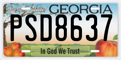 GA license plate PSD8637