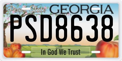 GA license plate PSD8638