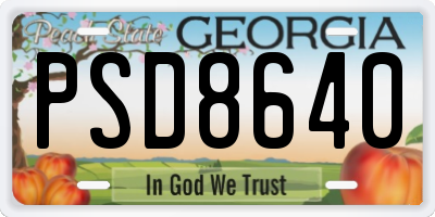 GA license plate PSD8640