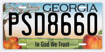 GA license plate PSD8660