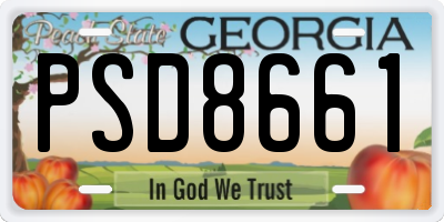 GA license plate PSD8661