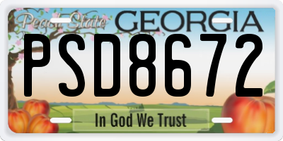 GA license plate PSD8672