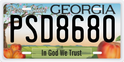 GA license plate PSD8680