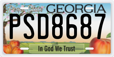 GA license plate PSD8687