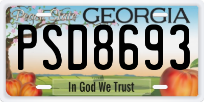 GA license plate PSD8693