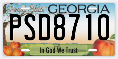 GA license plate PSD8710