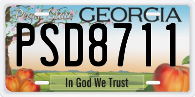 GA license plate PSD8711