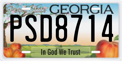 GA license plate PSD8714