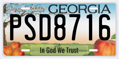 GA license plate PSD8716