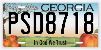 GA license plate PSD8718