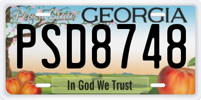 GA license plate PSD8748