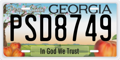 GA license plate PSD8749