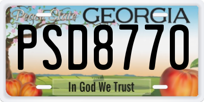 GA license plate PSD8770