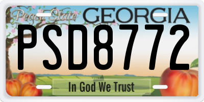 GA license plate PSD8772