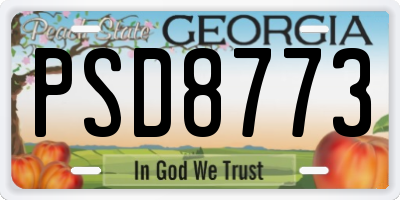GA license plate PSD8773