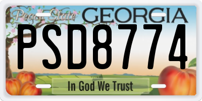 GA license plate PSD8774
