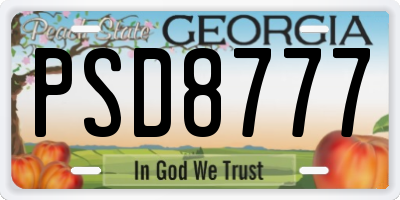 GA license plate PSD8777