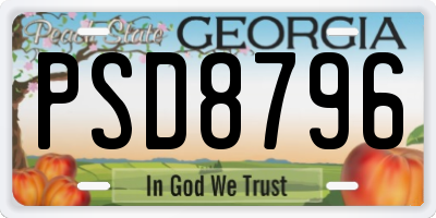 GA license plate PSD8796