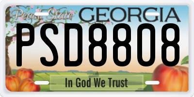 GA license plate PSD8808