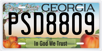 GA license plate PSD8809