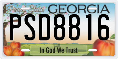GA license plate PSD8816