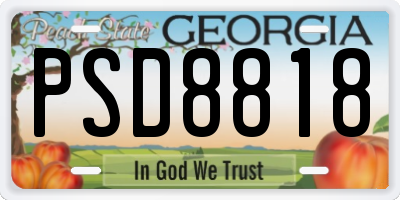 GA license plate PSD8818