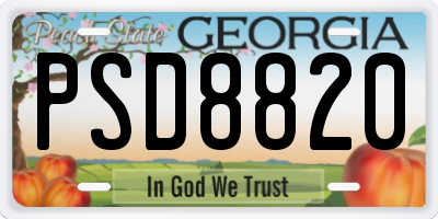 GA license plate PSD8820