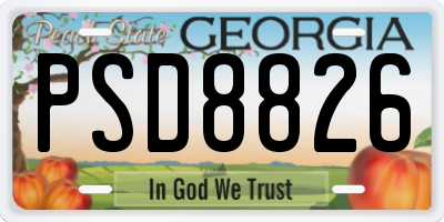 GA license plate PSD8826