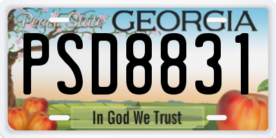 GA license plate PSD8831