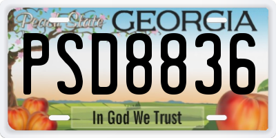 GA license plate PSD8836