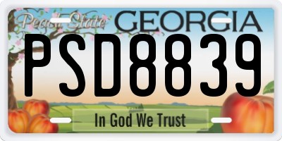 GA license plate PSD8839
