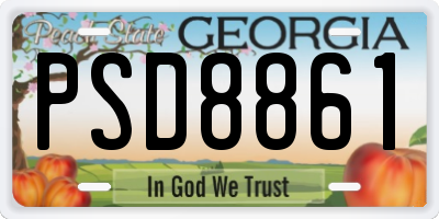 GA license plate PSD8861