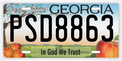 GA license plate PSD8863