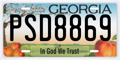 GA license plate PSD8869
