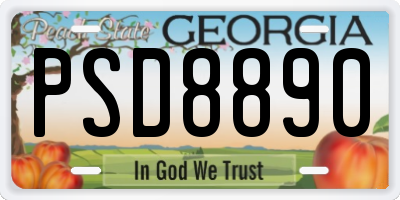 GA license plate PSD8890