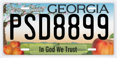 GA license plate PSD8899
